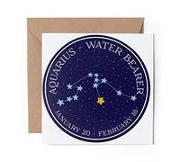 1 x Greeting Card Aquarius Constellation Star Horoscope - Blank Birthday Celebration Anniversary #7483