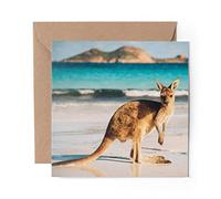 1 x Greeting Card Australian Baby Kangaroo Beach - Blank Birthday Celebration Anniversary #8812