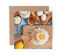 1 x Greeting Card Baking Cake Recipe Flour Egg - Blank Birthday Celebration Anniversary #44209