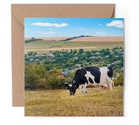 1 x Greeting Card - Black & White Cow Farmer Farming - Blank Birthday Celebration Anniversary #50264