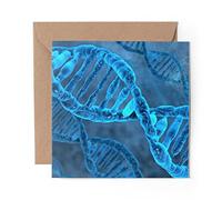 1 x Greeting Card Blue DNA Strand Science Biology - Blank Birthday Celebration Anniversary #8896