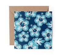 1 x Greeting Card Blue Hibiscus Flowers Surfer - Blank Birthday Celebration Anniversary #2612