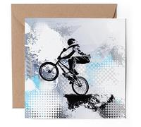 1 x Greeting Card - BMX Bike Stunt Biker Urban Grunge - Blank Birthday Celebration Anniversary #52677