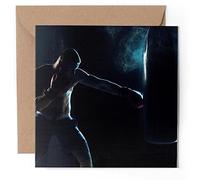 1 x Greeting Card - Boxer Boxing Punch Bag Fitness - Blank Birthday Celebration Anniversary #50367