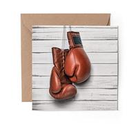 1 x Greeting Card Boxing Gloves Retro Sports - Blank Birthday Celebration Anniversary #3132