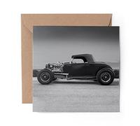 1 x Greeting Card BW - Amazing American Hot Rod Car - Blank Birthday Celebration Anniversary #36147