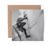 1 x Greeting Card BW - Climbing Mountaineering Ice Climb - Blank Birthday Celebration Anniversary #37468