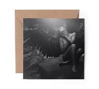 1 x Greeting Card BW - Fallen Angel Fantasy Art - Blank Birthday Celebration Anniversary #36038