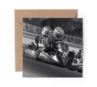 1 x Greeting Card BW - Go Karting Racing Kart - Blank Birthday Celebration Anniversary #37393