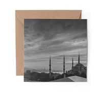 1 x Greeting Card BW - Hagia Sophia Istanbul Sunset - Blank Birthday Celebration Anniversary #35710