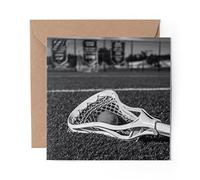 1 x Greeting Card BW - Lacrosse Stick Ball Player - Blank Birthday Celebration Anniversary #35343