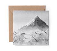1 x Greeting Card BW - Mount Fuji Japan Watercolour Japanese - Blank Birthday Celebration Anniversary #37558