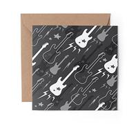 1 x Greeting Card BW - Red Electric Guitars Music Band - Blank Birthday Celebration Anniversary #35788