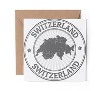 1 x Greeting Card BW - Switzerland Map Travel Ski Snowboard - Blank Birthday Celebration Anniversary #40190