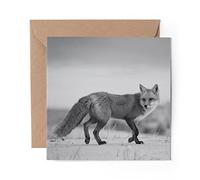 1 x Greeting Card BW - Wild Fox Hunting Ginger Animal - Blank Birthday Celebration Anniversary #42891