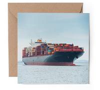 1 x Greeting Card - Cargo Ship Transportation Boat Logistics - Blank Birthday Celebration Anniversary #50461