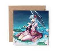 1 x Greeting Card Cartoon Anime Girl Japanese - Blank Birthday Celebration Anniversary #2814
