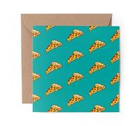 1 x Greeting Card Cartoon Pepperoni Pizza Slice Pattern - Blank Birthday Celebration Anniversary #44534