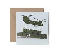 1 x Greeting Card - Chinook Wokka Helicopter Military Army Joke RAF Soldier Happy Birthday Friend Lover Fan Mum Dad Kids Gift #81088