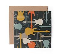 1 x Greeting Card Classic Guitar Pattern Band Music - Blank Birthday Celebration Anniversary #8823
