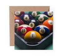1 x Greeting Card Colorful Pool Balls Snooker Games - Blank Birthday Celebration Anniversary #8559