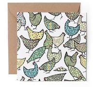 1 x Greeting Card - Colourful Chicken Pattern Eggs Birds - Blank Birthday Celebration Anniversary #170503