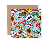 1 x Greeting Card Comic Book Bubbles Bang Boom - Blank Birthday Celebration Anniversary #13100
