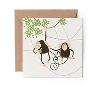 1 x Greeting Card Comical Cheeky Monkeys Banana - Blank Birthday Celebration Anniversary #2826