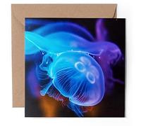 1 x Greeting Card - Cool Blue Jellyfish Fish Ocean Sea - Blank Birthday Celebration Anniversary #52737