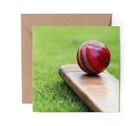 1 x Greeting Card Cricket Bat Red Ball Sports Men Boys - Blank Birthday Celebration Anniversary #8267