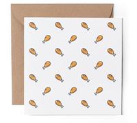 1 x Greeting Card - Crispy Fried Chicken Drumstick Food - Blank Birthday Celebration Anniversary #52749