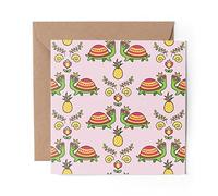 1 x Greeting Card Cute Tortoise Pattern Turtle - Blank Birthday Celebration Anniversary #2077