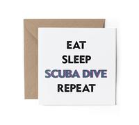 1 x Greeting Card - Eat Sleep Scuba Dive Repeat Blue Pink Diving Diver Birthday Christmas Gift #71164