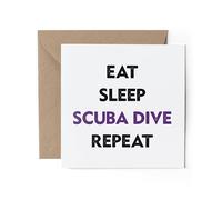 1 x Greeting Card - Eat Sleep Scuba Dive Repeat Purple Diving Diver Birthday Christmas Gift #71162