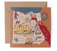 1 x Greeting Card - Egypt Cairo Giza Fun Map Landmarks - Blank Birthday Celebration Anniversary #58706