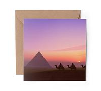 1 x Greeting Card Egyptian Pyramids Sunset Camels - Blank Birthday Celebration Anniversary #21782
