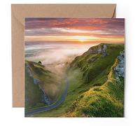 1 x Greeting Card - English Peak District Winding Misty Road - Blank Birthday Celebration Anniversary #50826