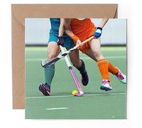 1 x Greeting Card - Field Hockey Players Match Sports Ball - Blank Birthday Celebration Anniversary #50887