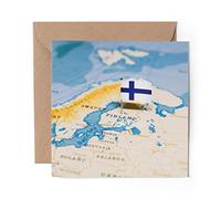 1 x Greeting Card Finland Flag World Map Travel - Blank Birthday Celebration Anniversary #45021