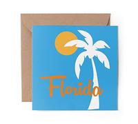 1 x Greeting Card Florida Miami Beach Palm Tree USA - Blank Birthday Celebration Anniversary #5349