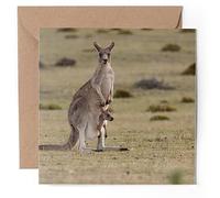 1 x Greeting Card - Forester Kangaroo Mum Baby Australia - Blank Birthday Celebration Anniversary #50923