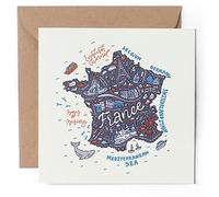 1 x Greeting Card - France French Travel Map Landmarks - Blank Birthday Celebration Anniversary #58835
