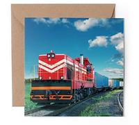 1 x Greeting Card - Freight Train Travel Railway Rail - Blank Birthday Celebration Anniversary #50929