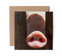 1 x Greeting Card Funny Pig Snout Farm Farming - Blank Birthday Celebration Anniversary #24009