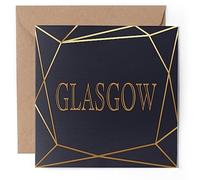 1 x Greeting Card - Glasgow City Scotland Art Deco Travel - Blank Birthday Celebration Anniversary #59879