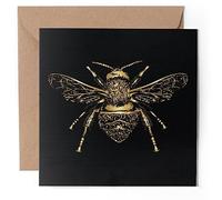 1 x Greeting Card - Golden Bumble Bee Sketch - Blank Birthday Celebration Anniversary #51044