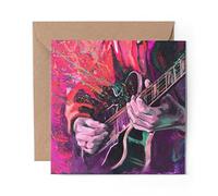 1 x Greeting Card Guitar Player Painting Music - Blank Birthday Celebration Anniversary #14289