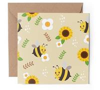 1 x Greeting Card - Happy Bees Sunflowers Bee Mother's Day - Blank Birthday Celebration Anniversary #170601