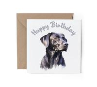 1 x Greeting Card - Happy Birthday Black Labrador Retriever Dog Dogs Puppy Watercolour Art Gift #70924