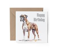 1 x Greeting Card - Happy Birthday Boxer Dog Puppy Watercolour Art Gift #70979